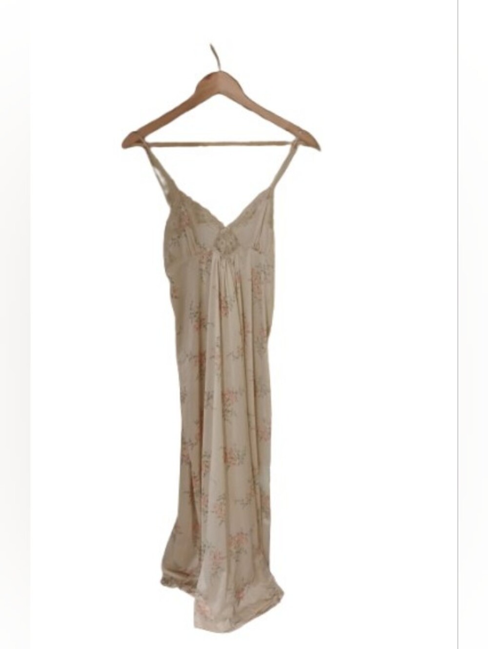 Vintage 1970s 1980s Floral Lace Spaghetti Strap Maxi Slip Dress